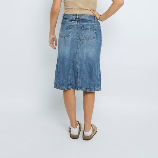 Denim Washed Midi Skirt - UK 12