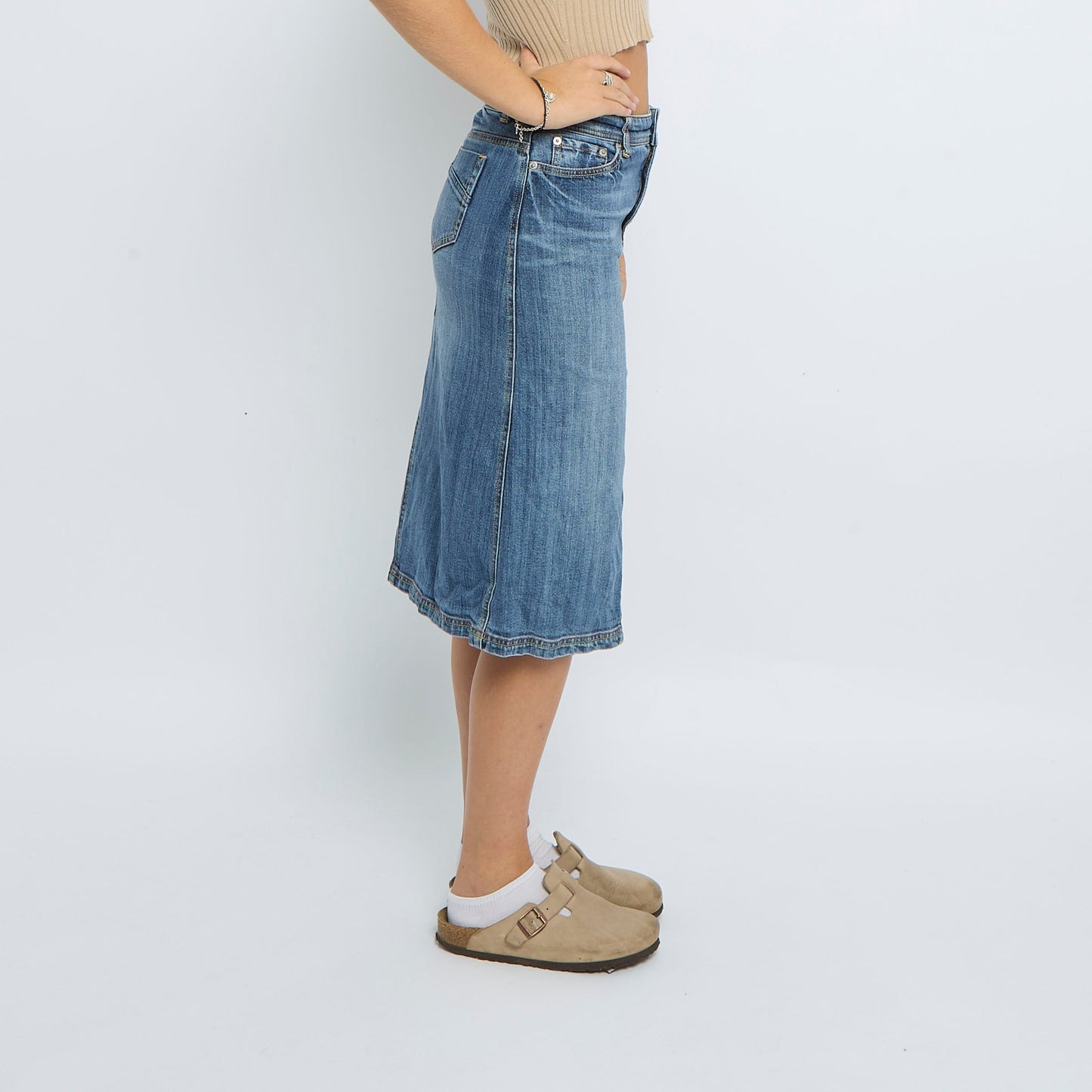 Denim Washed Midi Skirt - UK 12