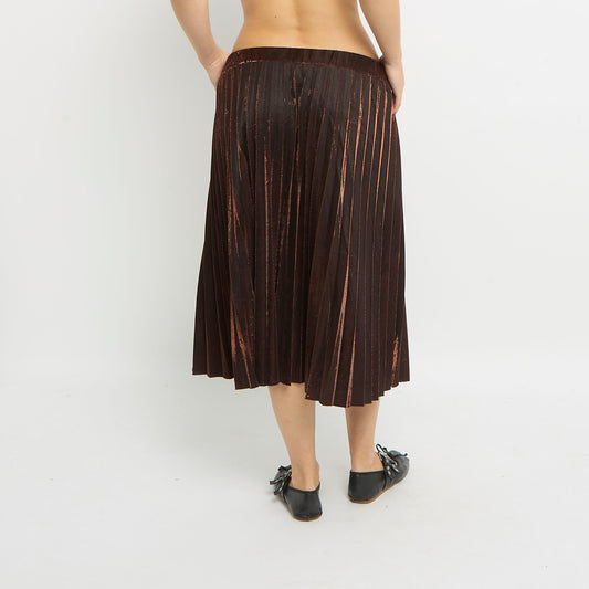 Sparkly Pleated Elastic Waist Band Midi Skirt-UK 12