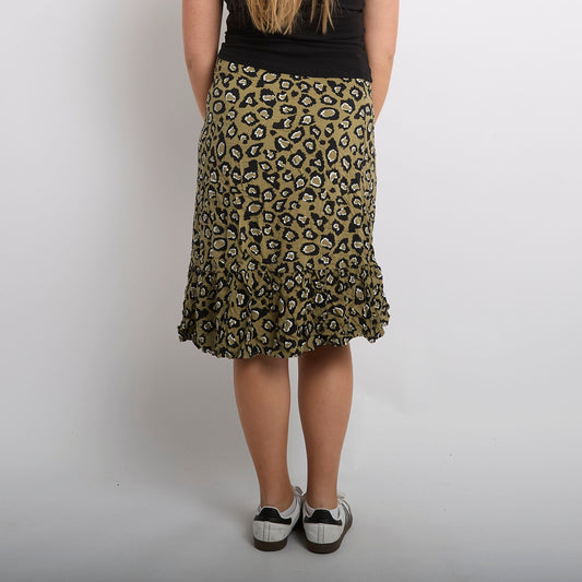 Leopard  Frill  Midi Skirt - UK 12