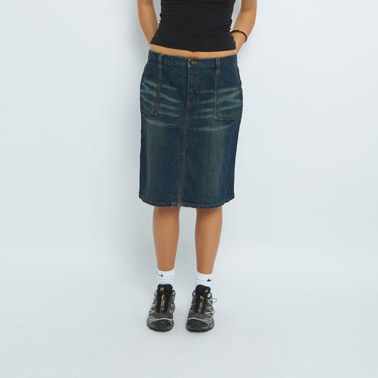 Denim Stich Detail Midi Skirt - UK 12