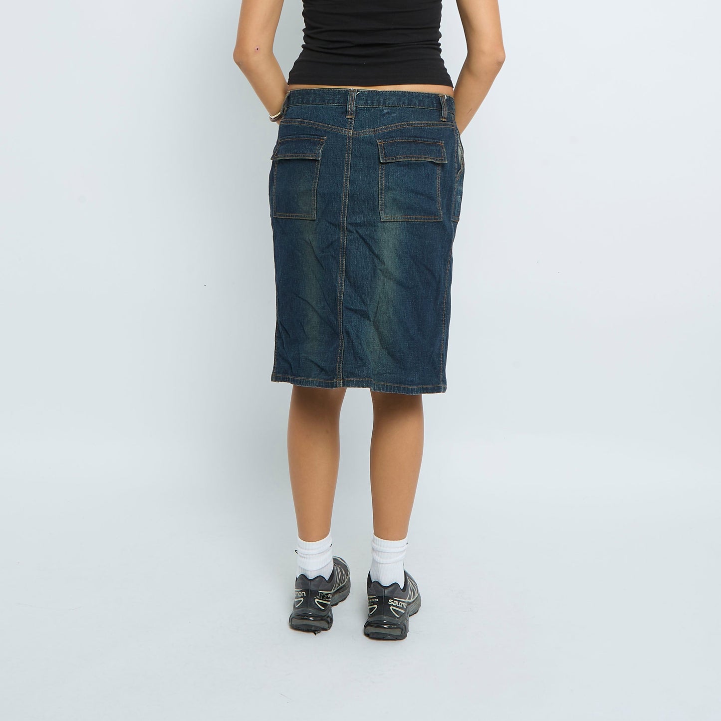 Denim Stitch  Midi Skirt - UK 12