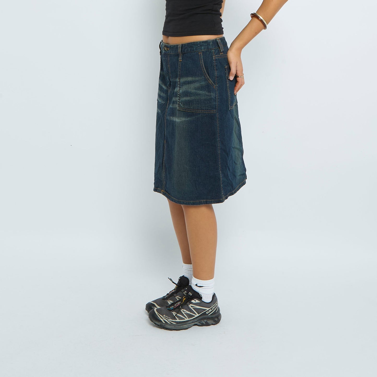 Denim Stitch  Midi Skirt - UK 12