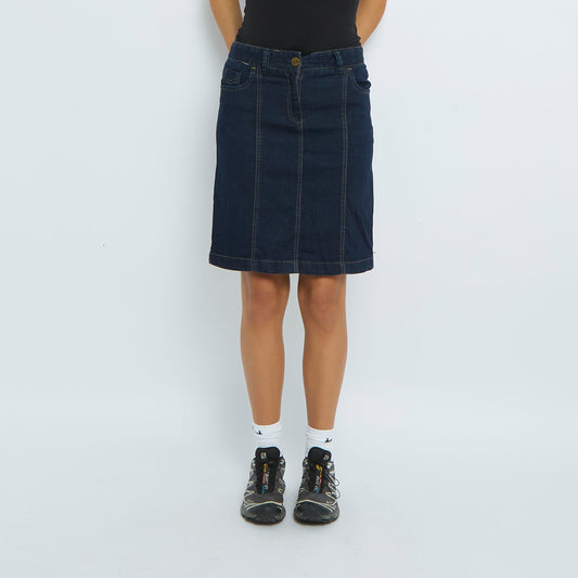 Denim Stitch Detail Knee Length Skirt - UK 12