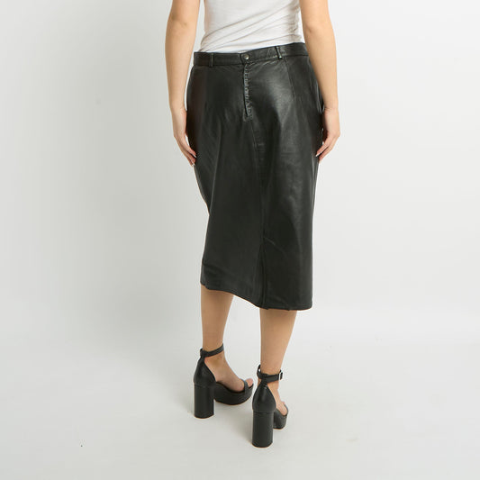 Leather Midi Skirt - UK 14