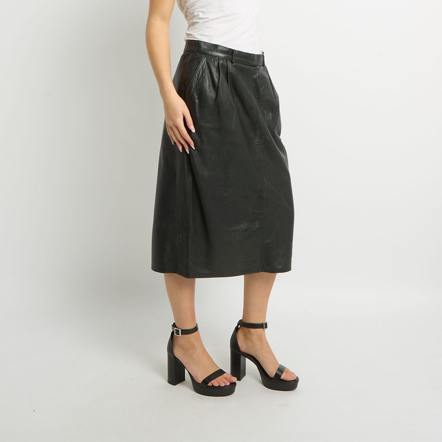 Leather Midi Skirt - UK 14