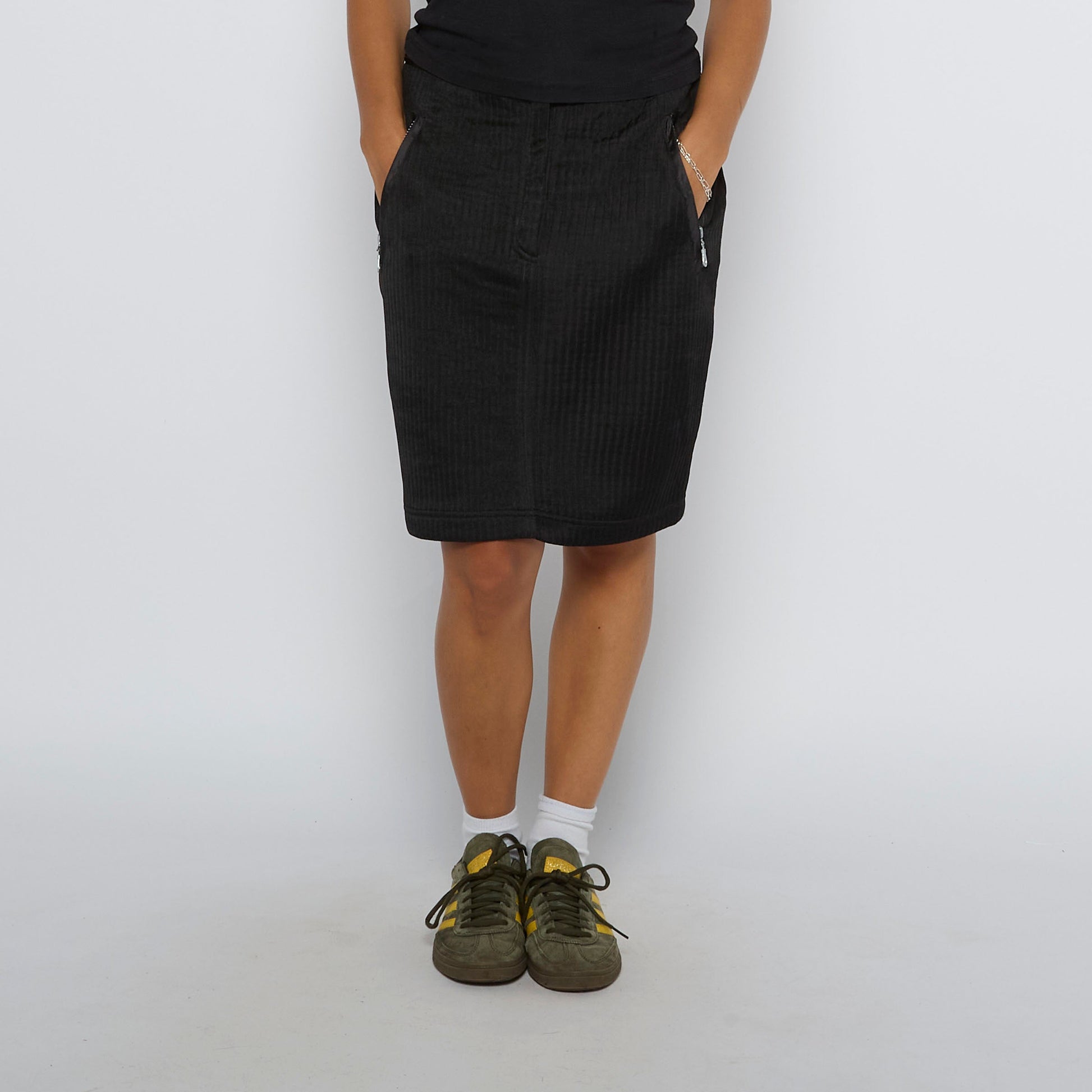 Pocket Detail Striped Knee Length Skirt - W30" L22"