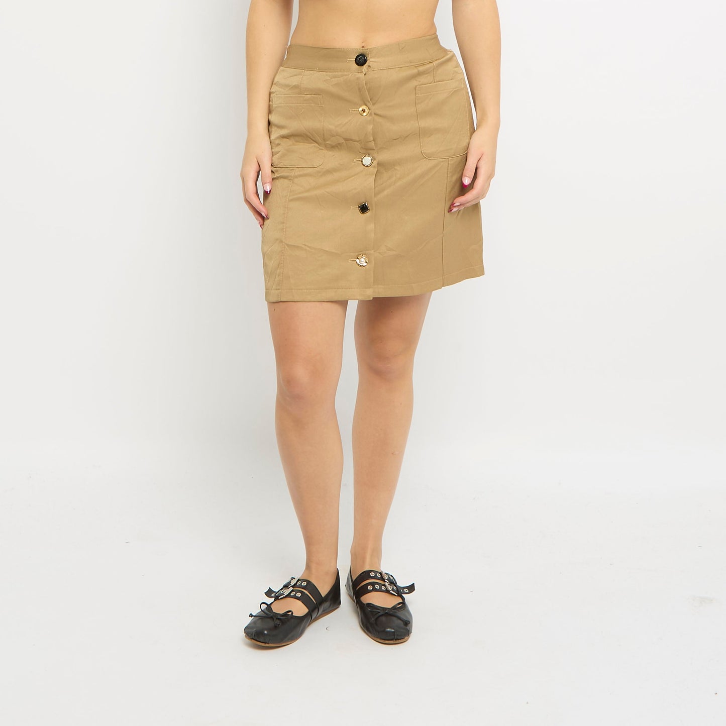 Button Up Button Details Cargo Skirt - UK 6