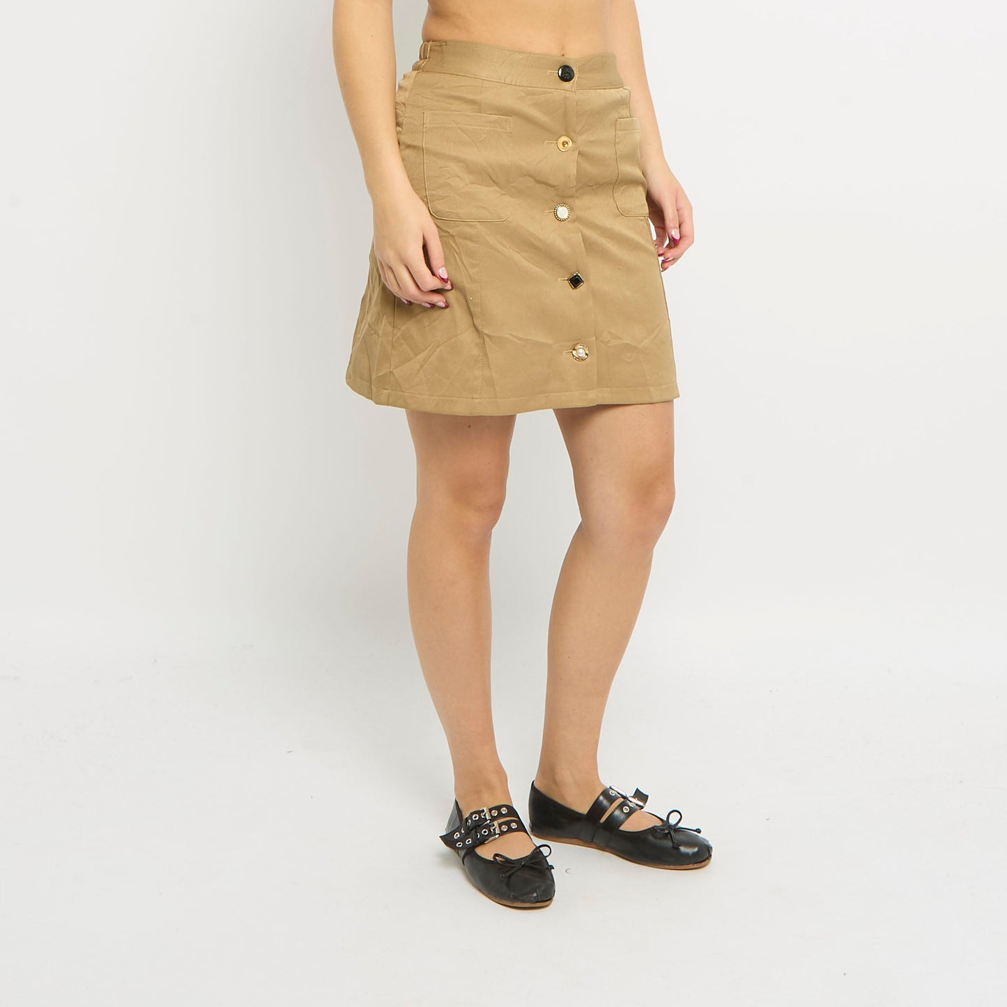 Button Up Button Details Cargo Skirt - UK 6