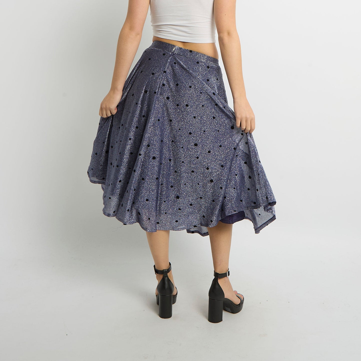 Sparkly Polka Dot Midi Skirt - UK 6