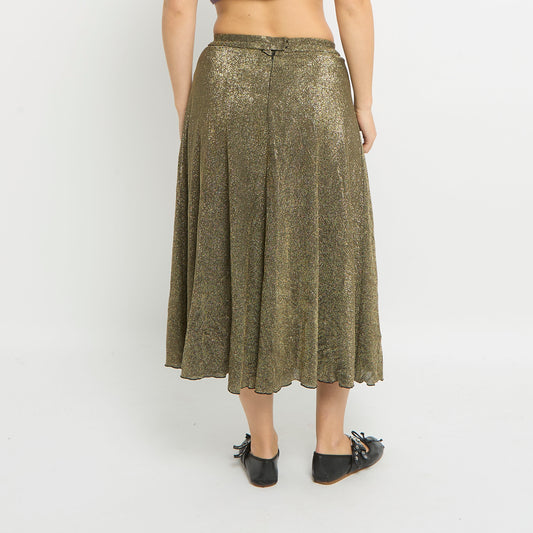 Sparkly Elasticated Waist Midi Skirt-UK 6