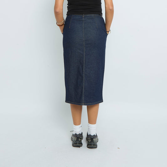 Denim Utility Pocket Midi Skirt - UK 6