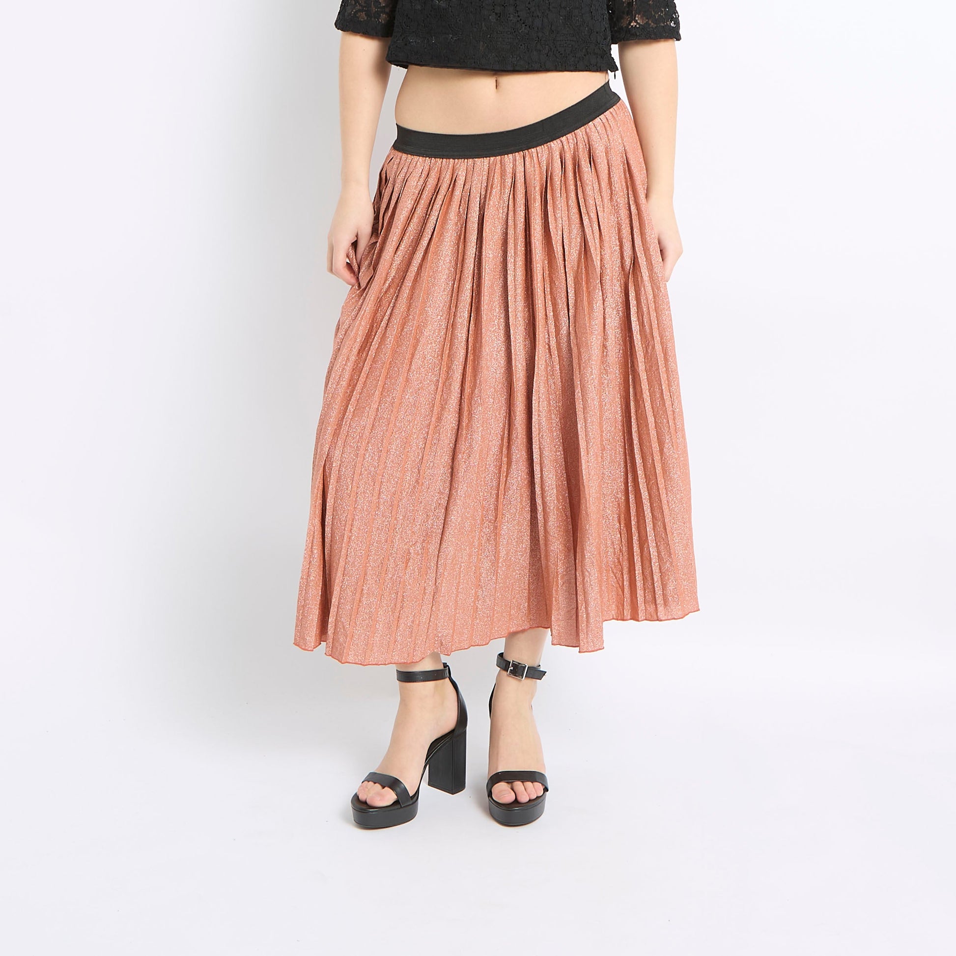 Sparkly Pleated Midi Skirt - UK 6