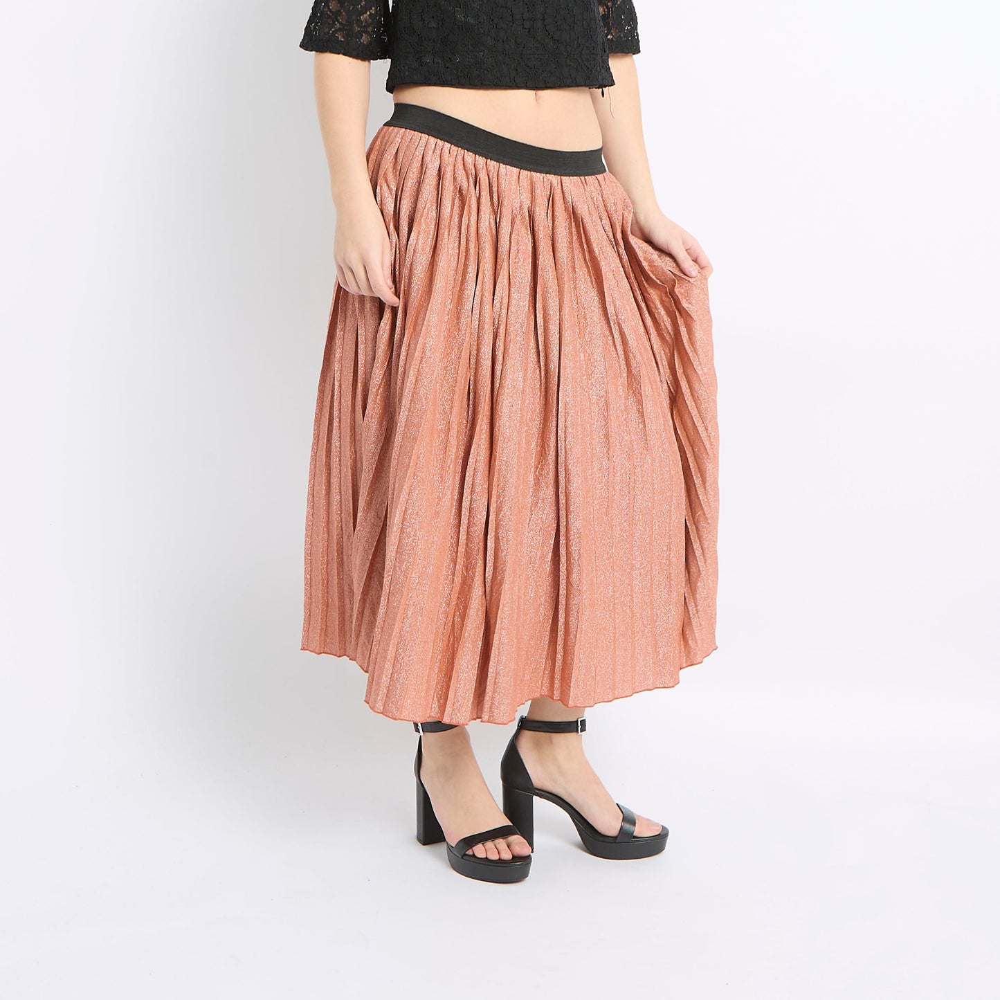 Sparkly Pleated Midi Skirt - UK 6