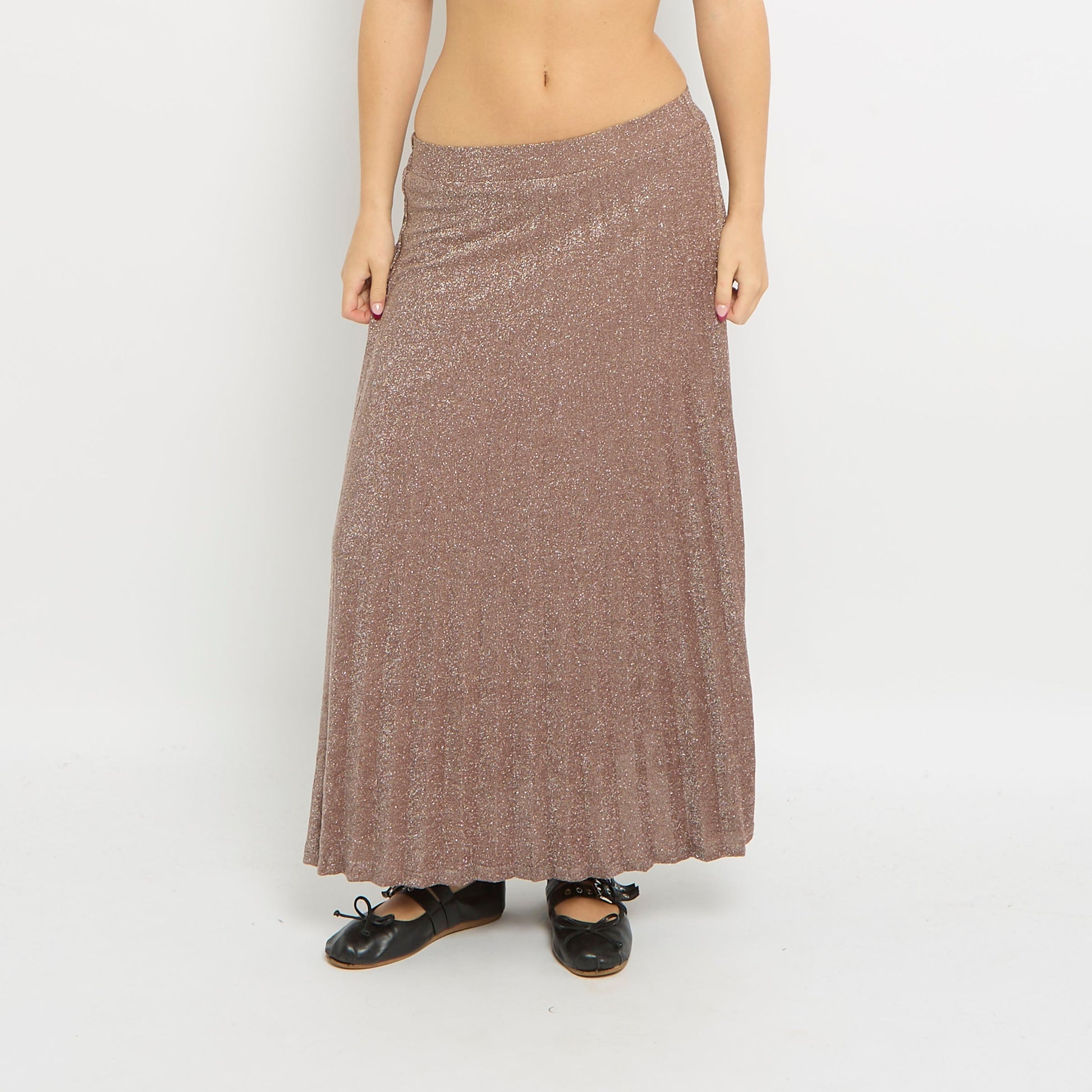 Sparkly Elasticated Waist Maxi Skirt-UK 6