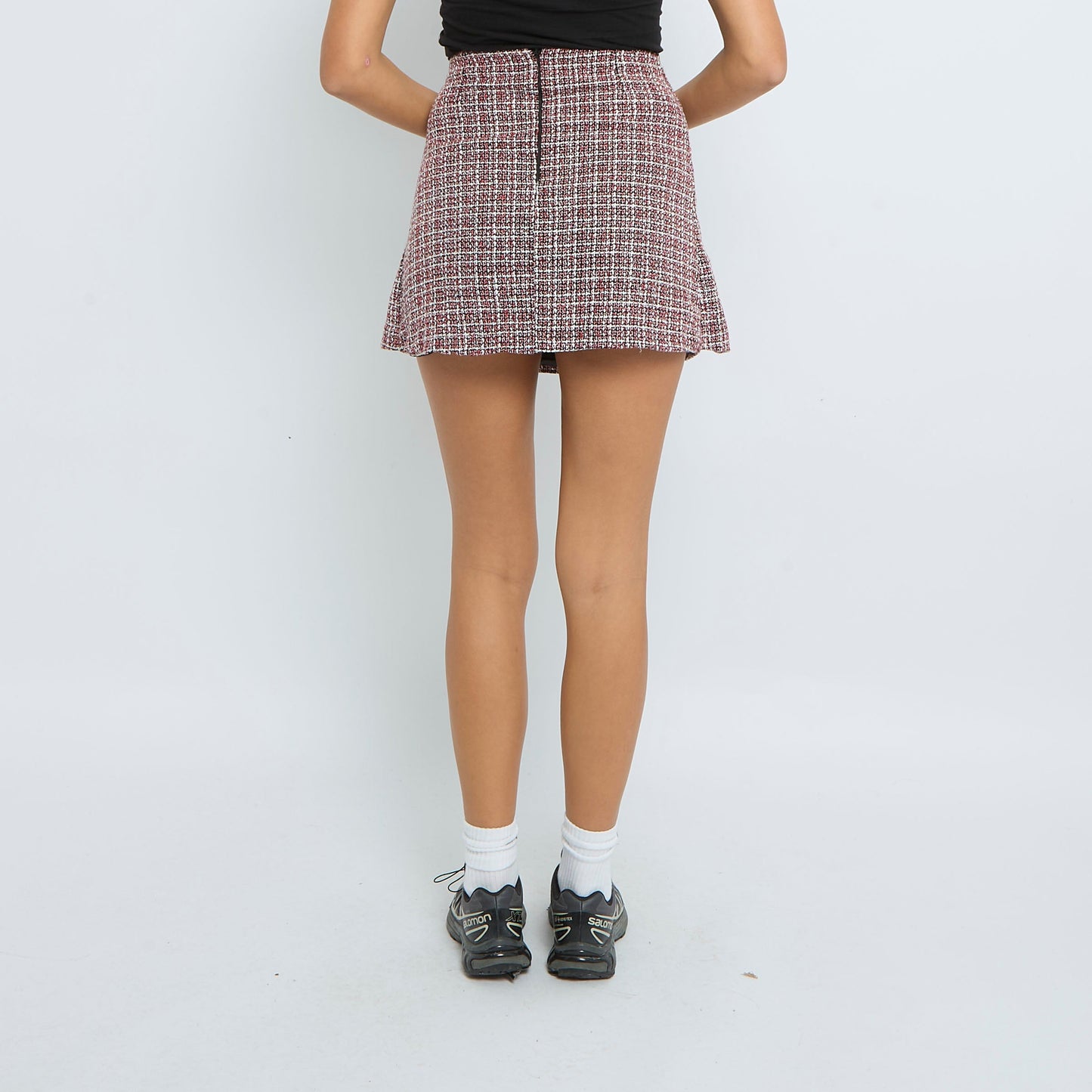 Button  Tweed Style Mini Skirt - UK 6