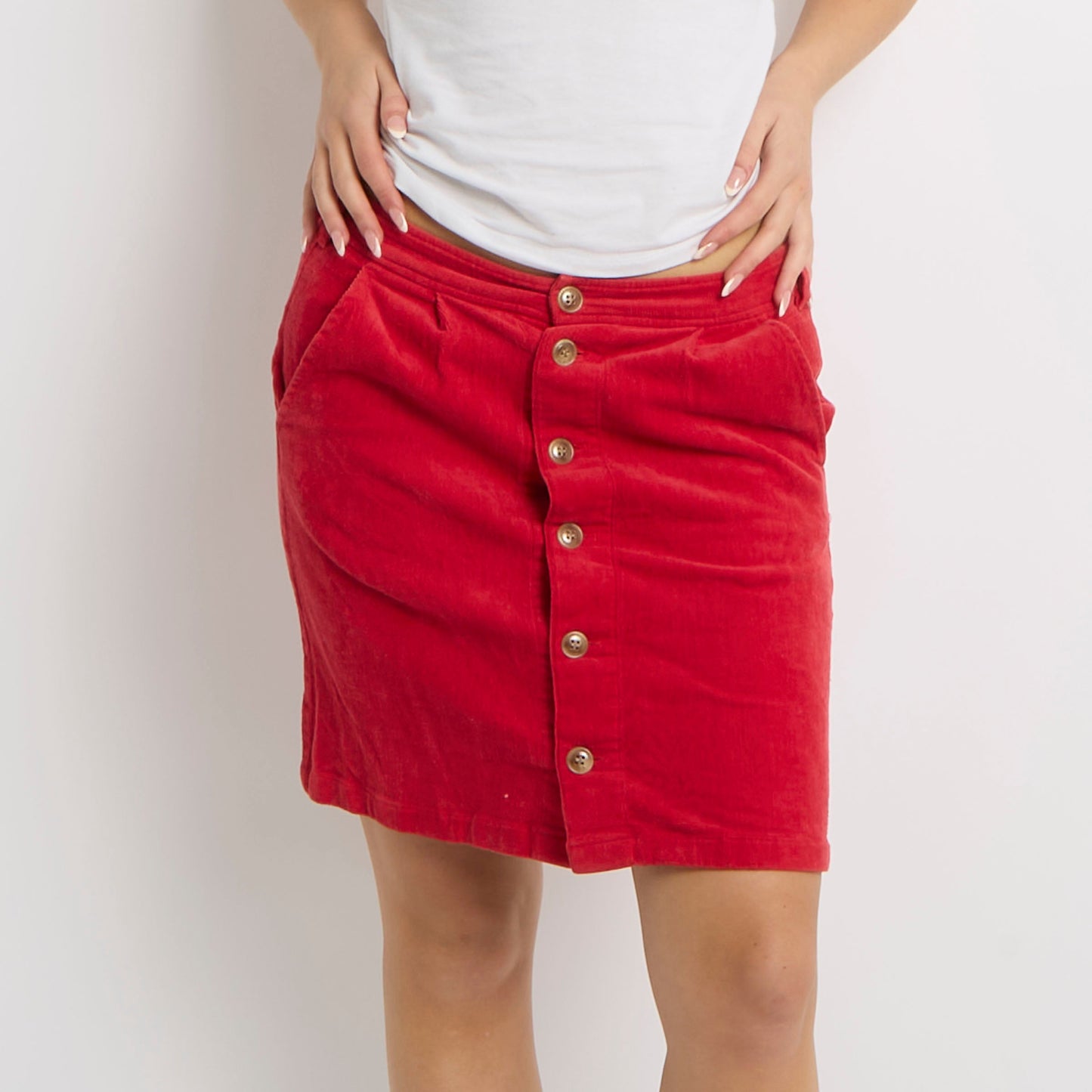 Courdroy Button Detail Mini Skirt - UK 6