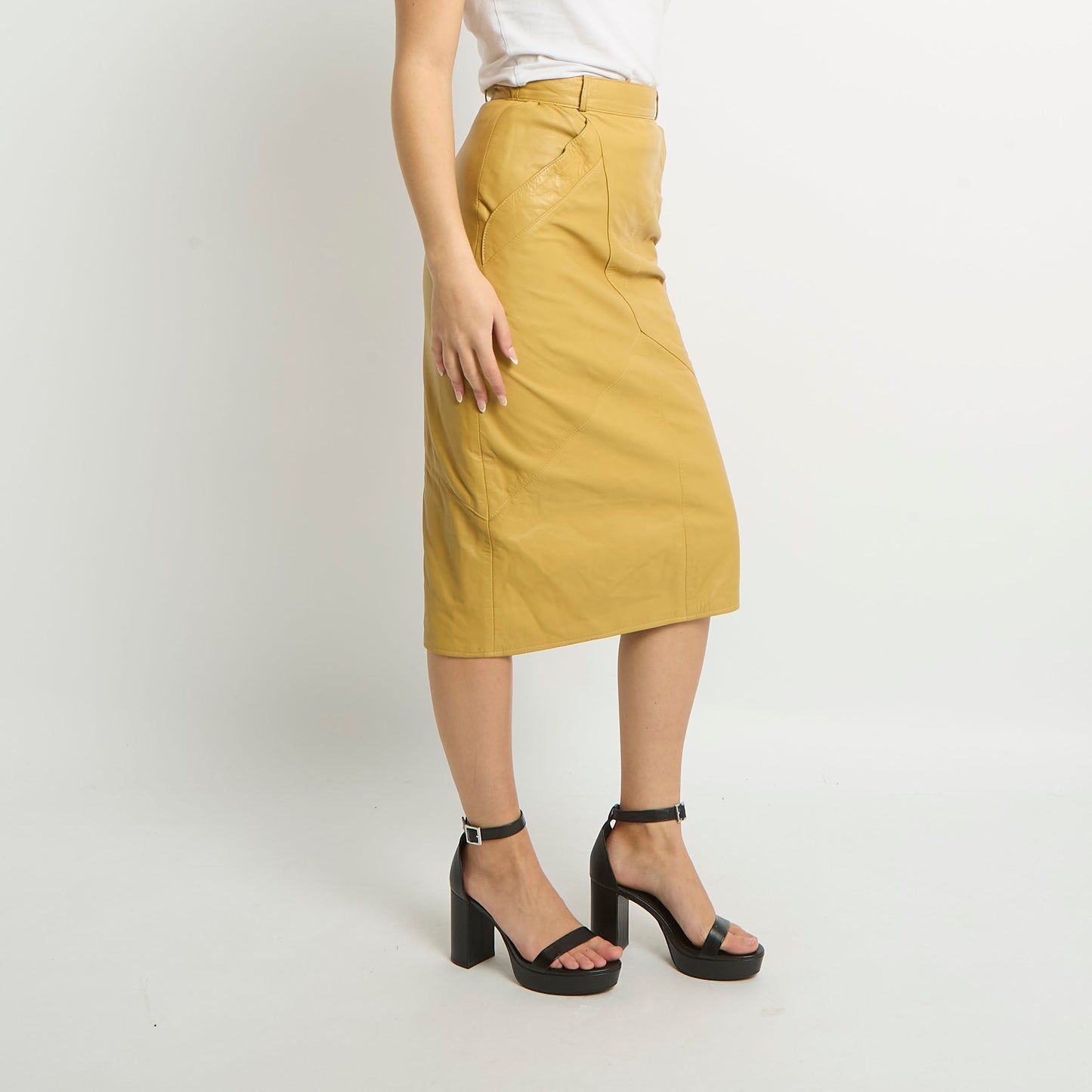 Leather Midi Skirt - UK 6