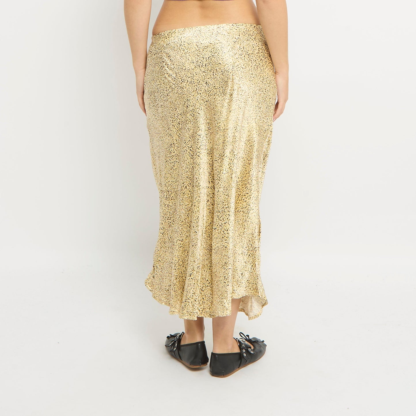 Leopard Print Satin Maxi Skirt - UK 8