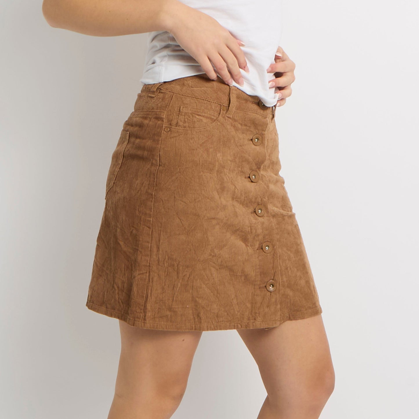 Courdroy Button Detail Mini Skirt - UK 8