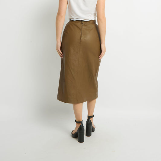 Leather Midi Skirt - UK 08