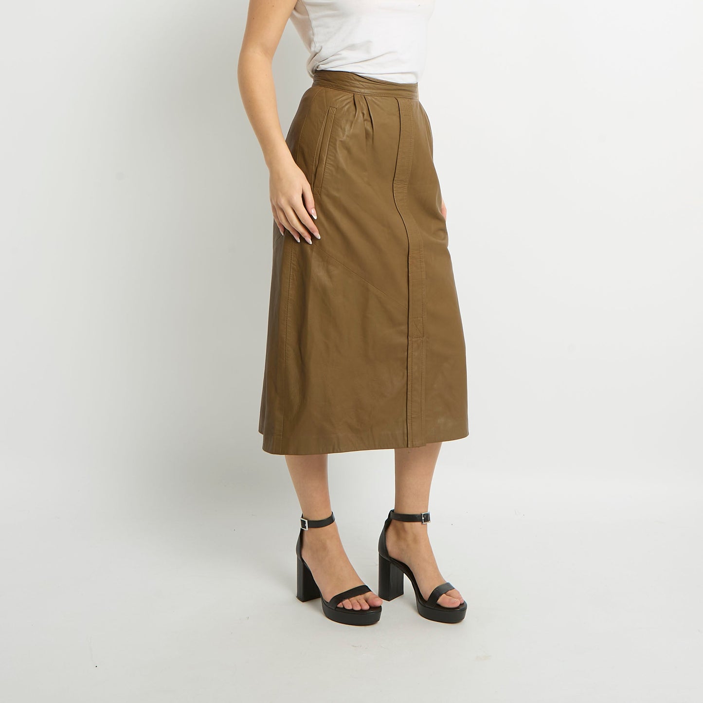 Leather Midi Skirt - UK 08