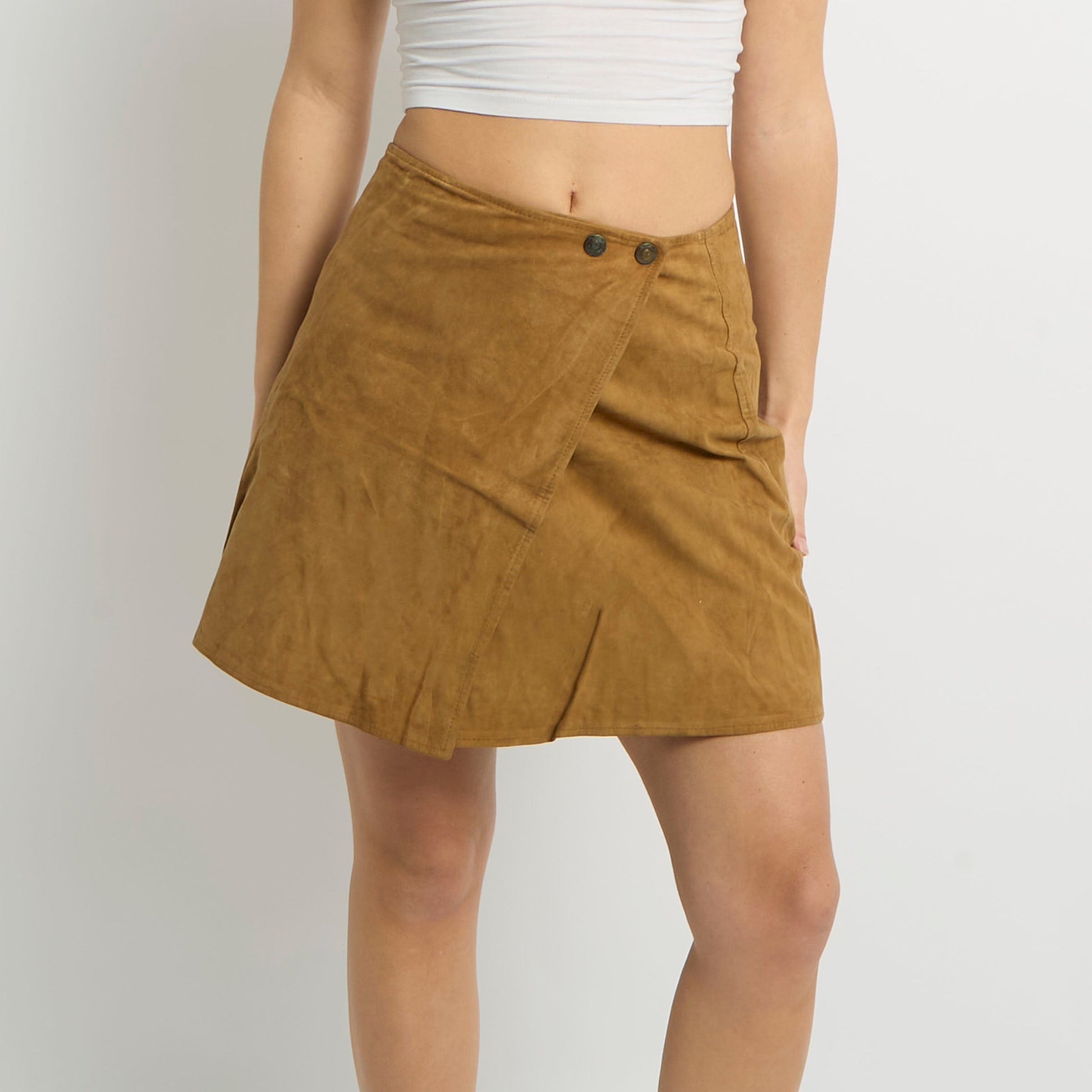 Suede Wrap Style Mini Skirt - UK 8