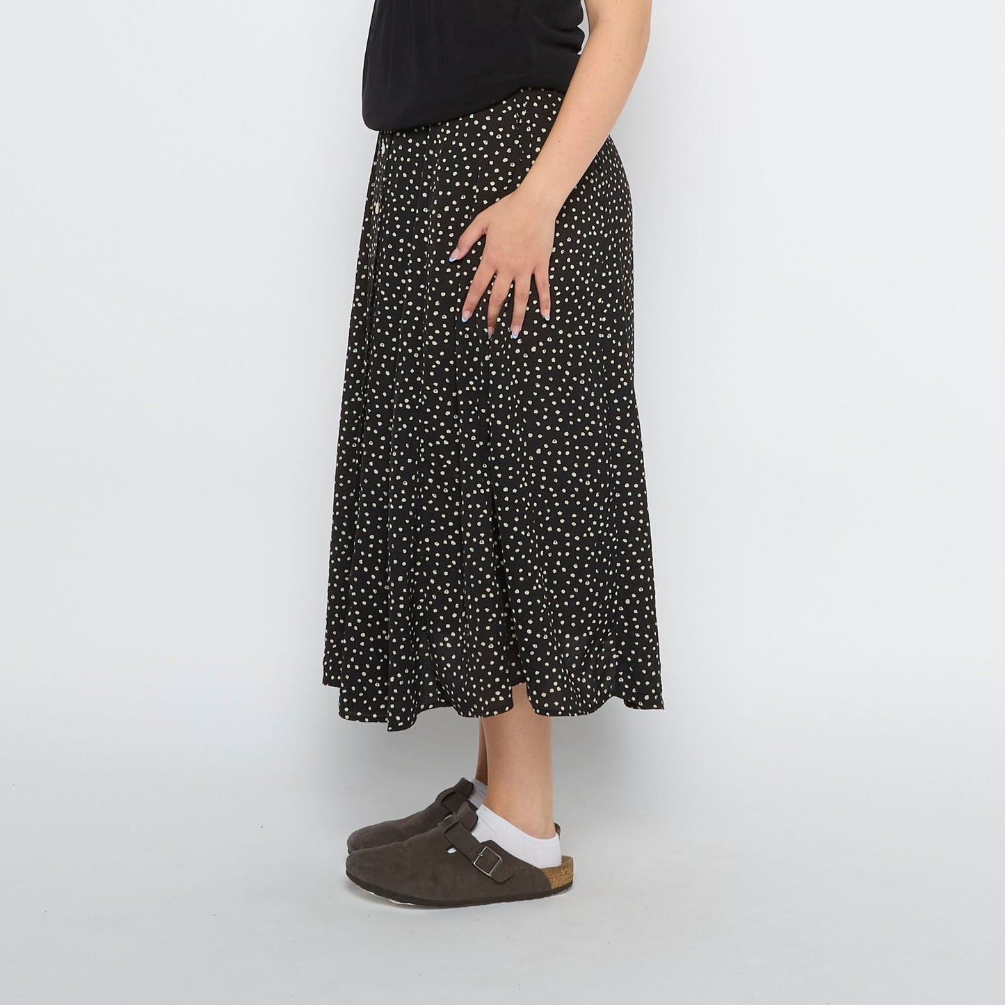 Spot  Button Through Midi Skirt - UK 8