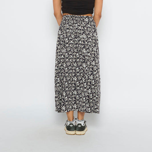 Mono Ditsy  Maxi Skirt - UK 8