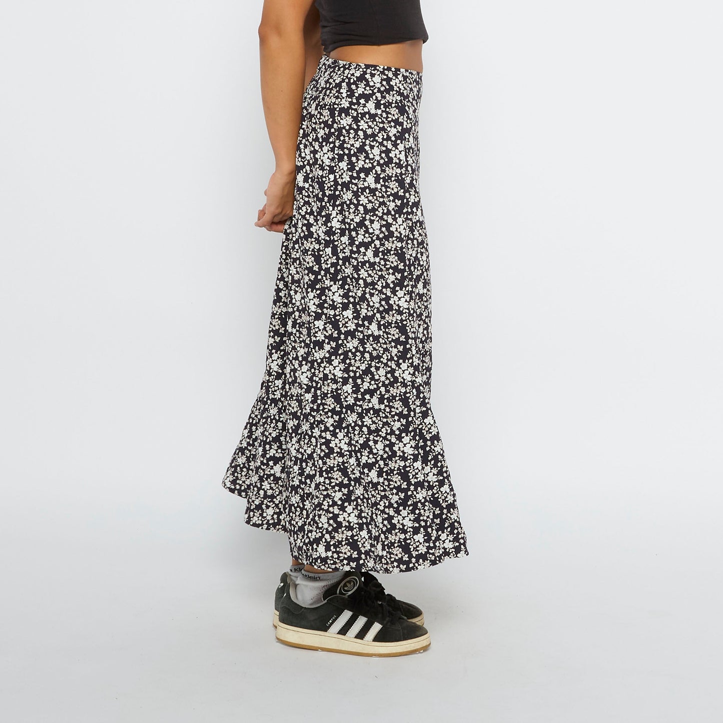 Mono Ditsy  Maxi Skirt - UK 8