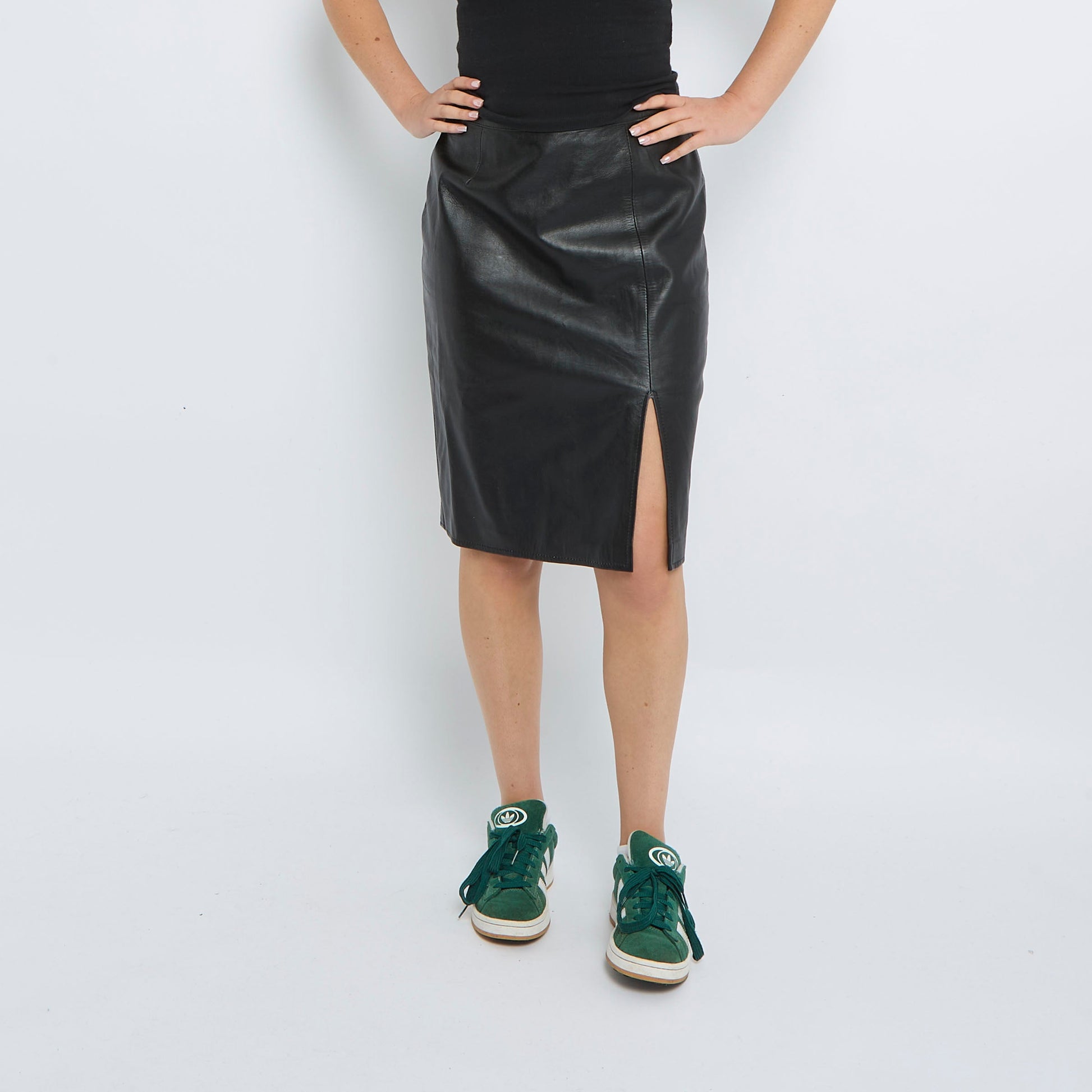 Leather Knee Length Skirt - UK 8