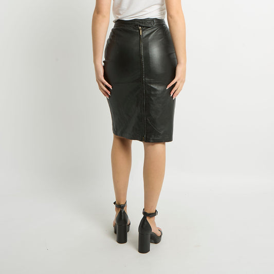 Leather Midi Skirt - UK 08