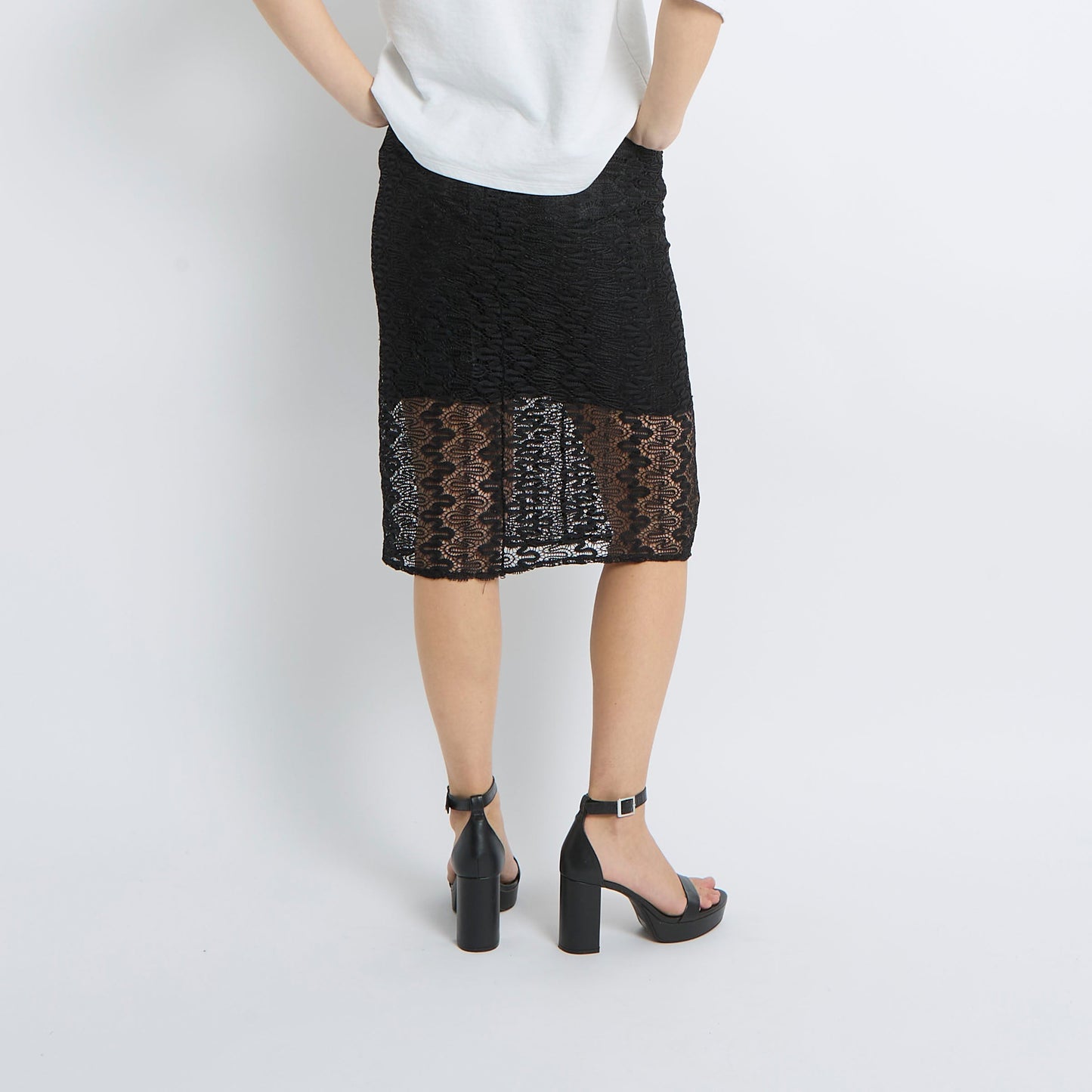 Lace Detail Midi Skirt - UK 8