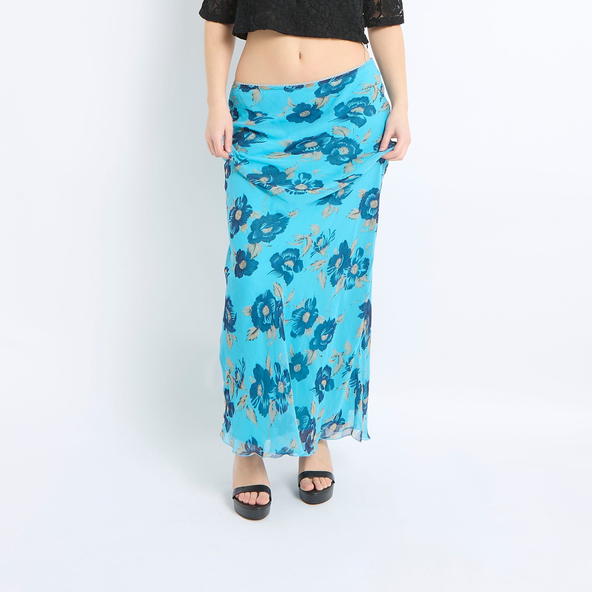 Mesh Floral Maxi Skirt - UK 8