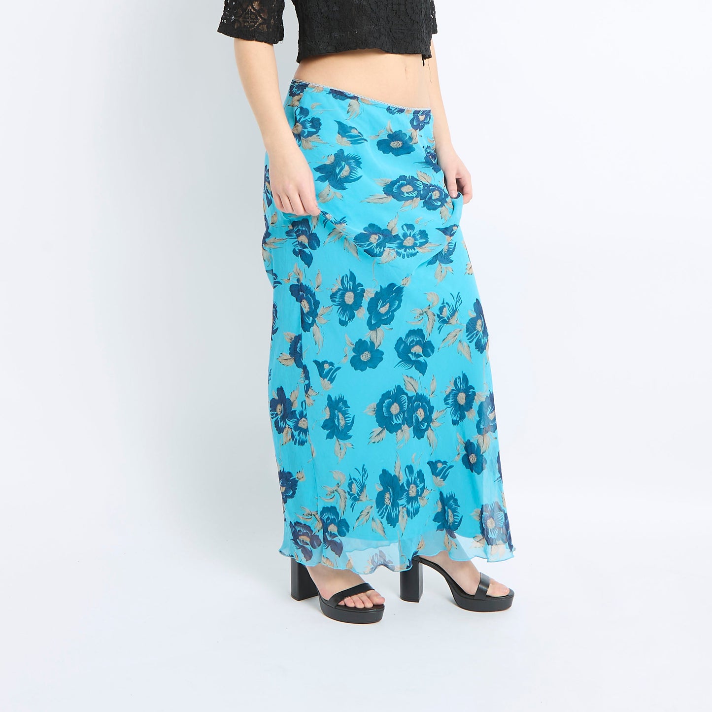 Mesh Floral Maxi Skirt - UK 8