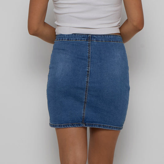 Zip Mini Denim Skirt - UK 8