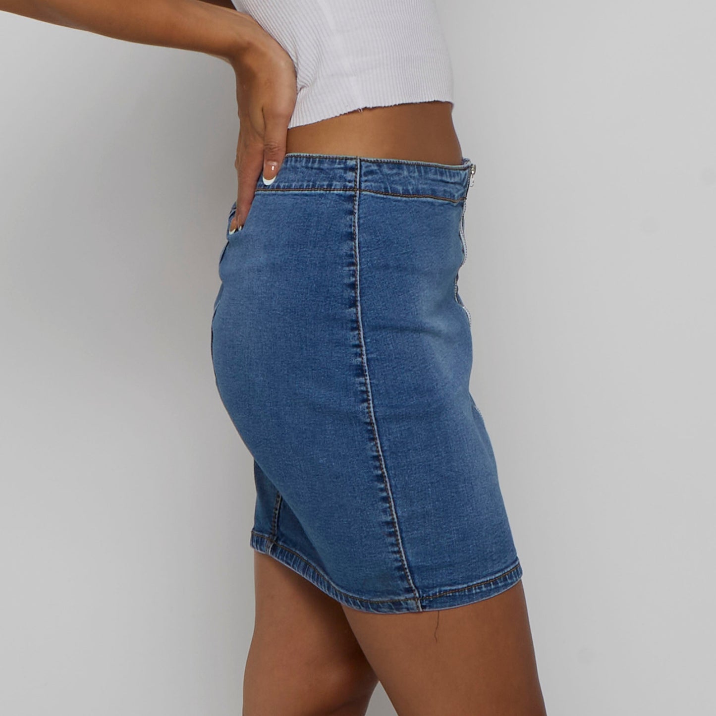 Zip Mini Denim Skirt - UK 8