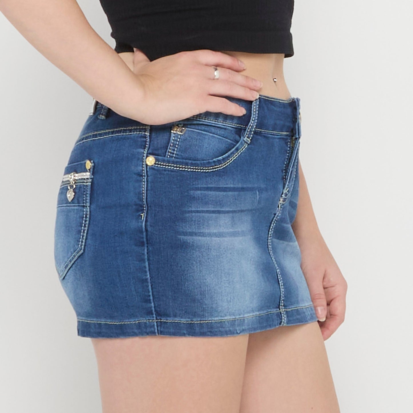 80s Denim Mini Skirt - UK 8