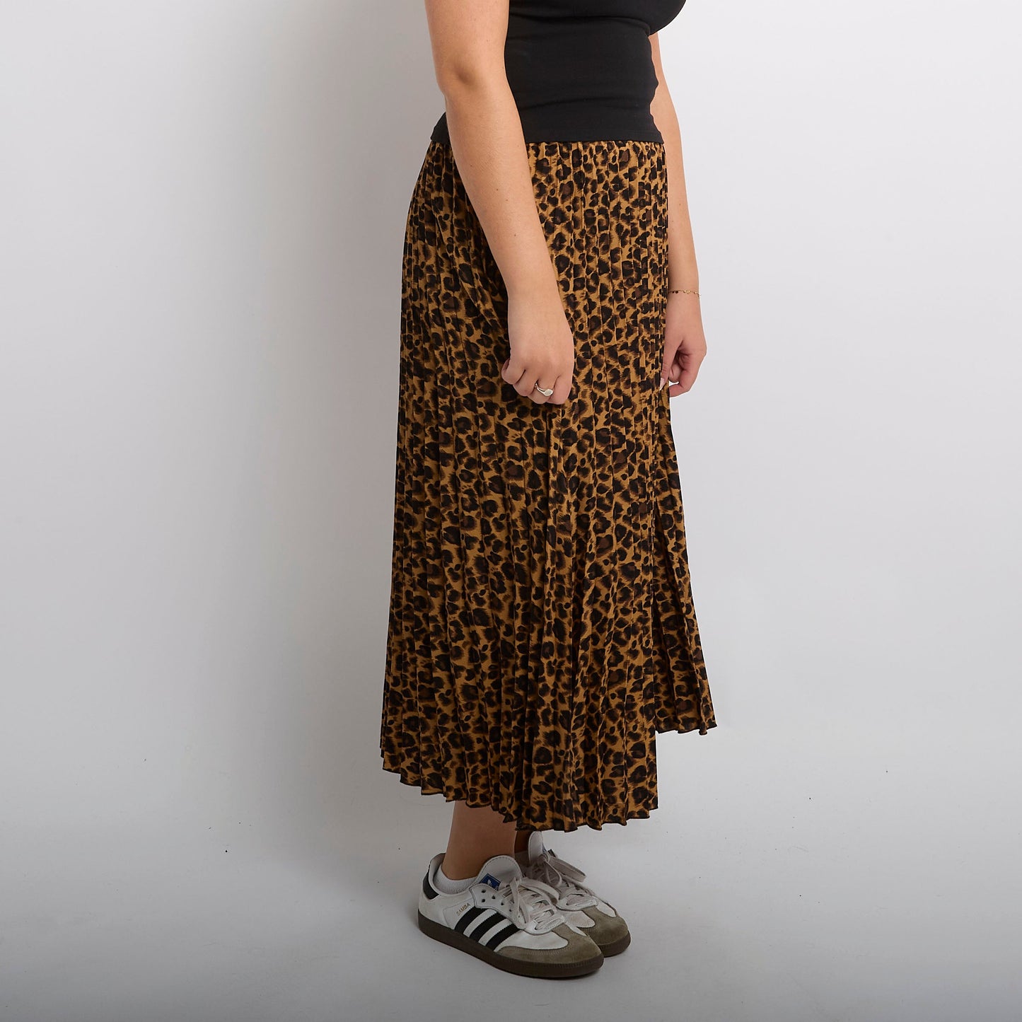 Elasticated-Pleated Leopard  Maxi Dress - UK 8