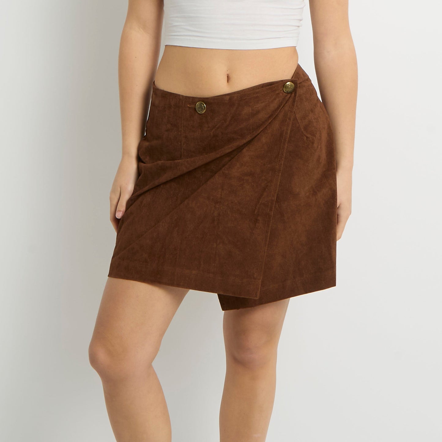 Suede Button Detail Mini Skirt - UK 8