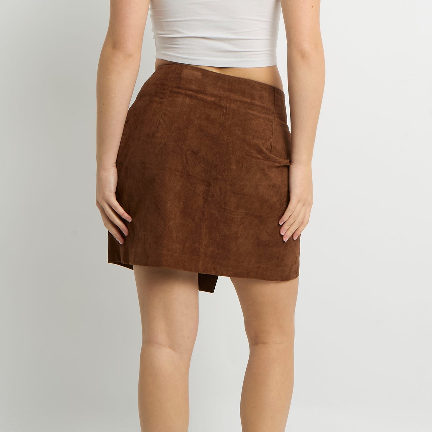 Suede Button Detail Mini Skirt - UK 8