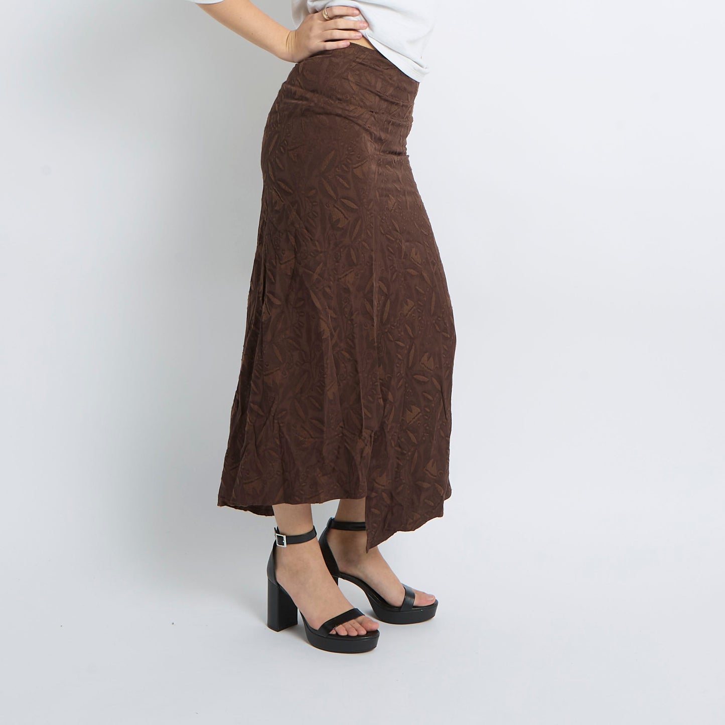 Patterned Linen Maxi Skirt - UK 8