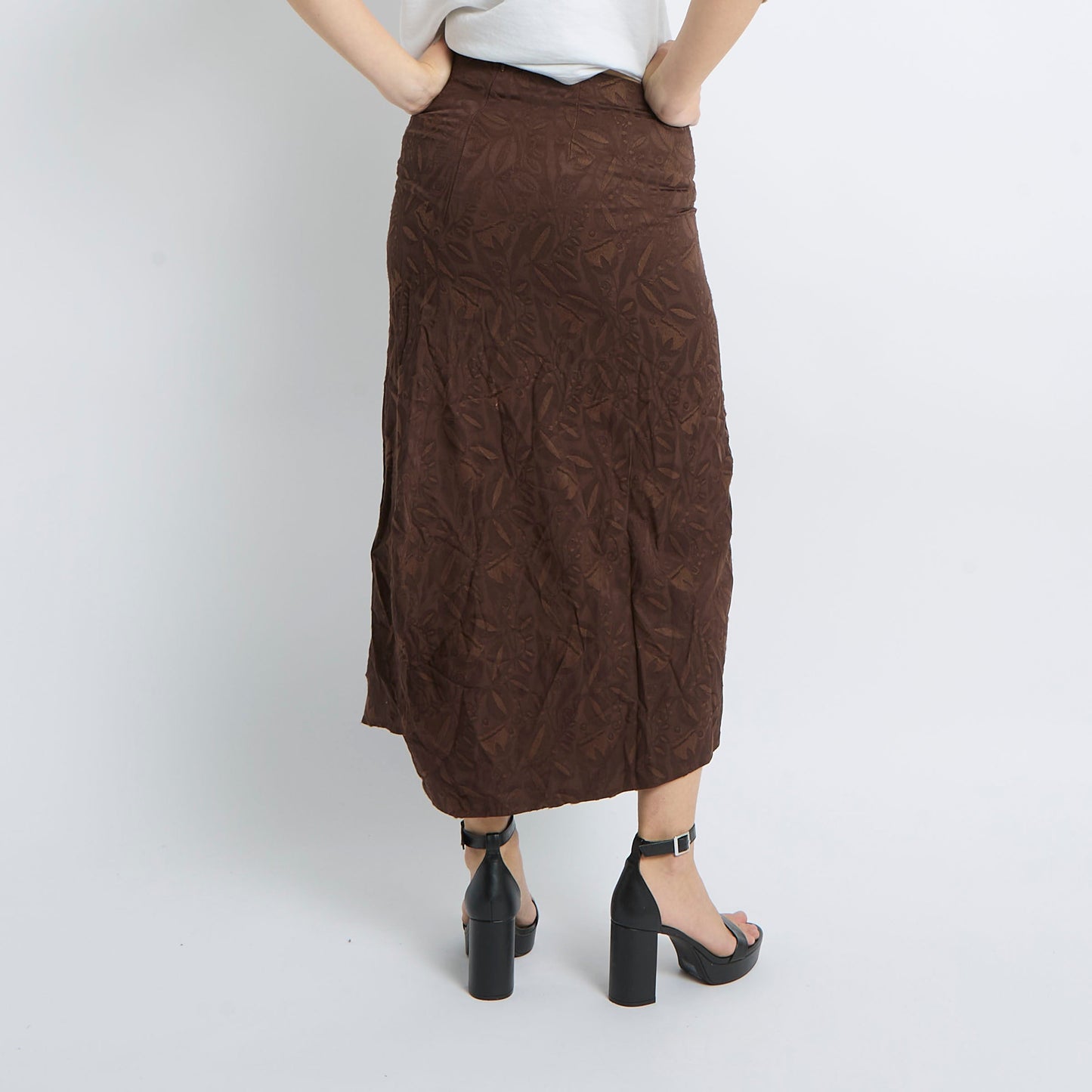 Patterned Linen Maxi Skirt - UK 8