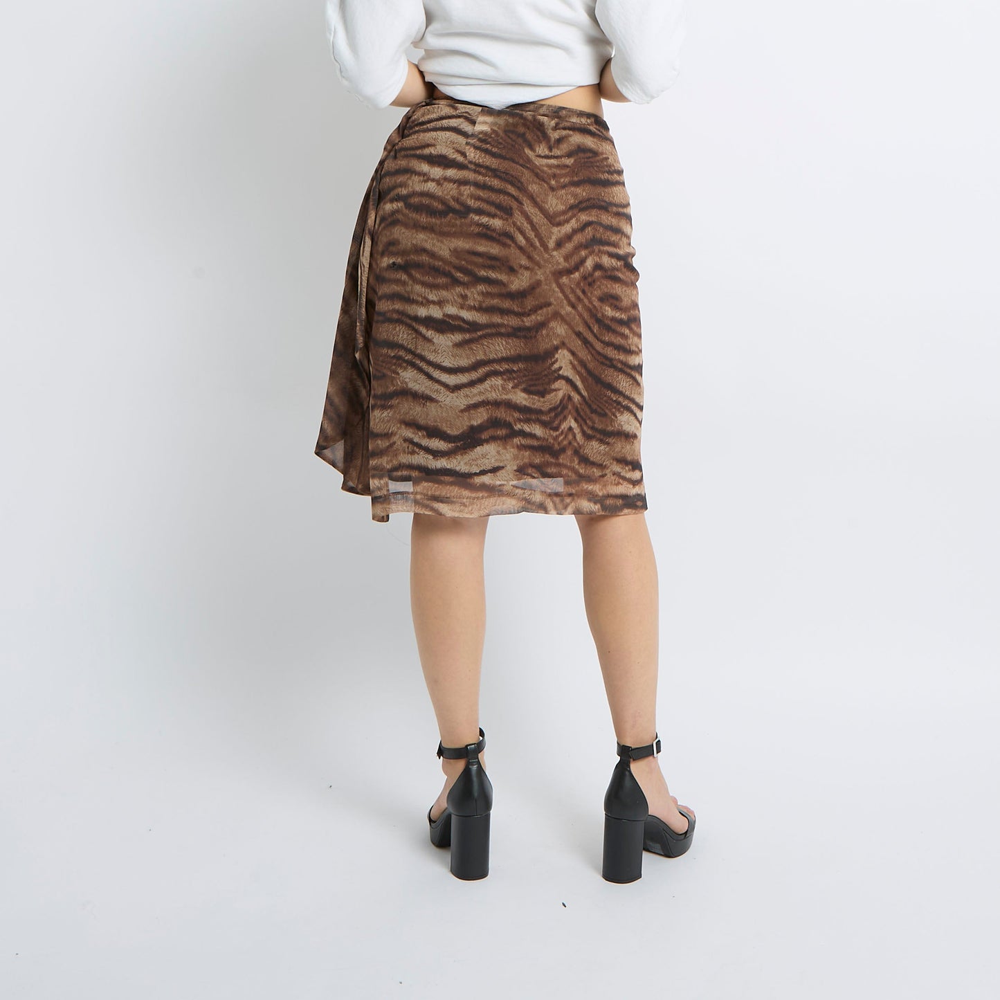 Midi Mesh Animal Print Skirt - UK 8