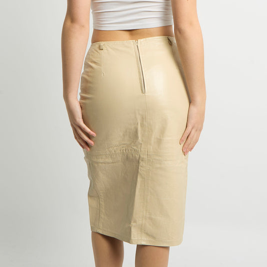 Belt Detail Leather Midi Skirt - UK 8