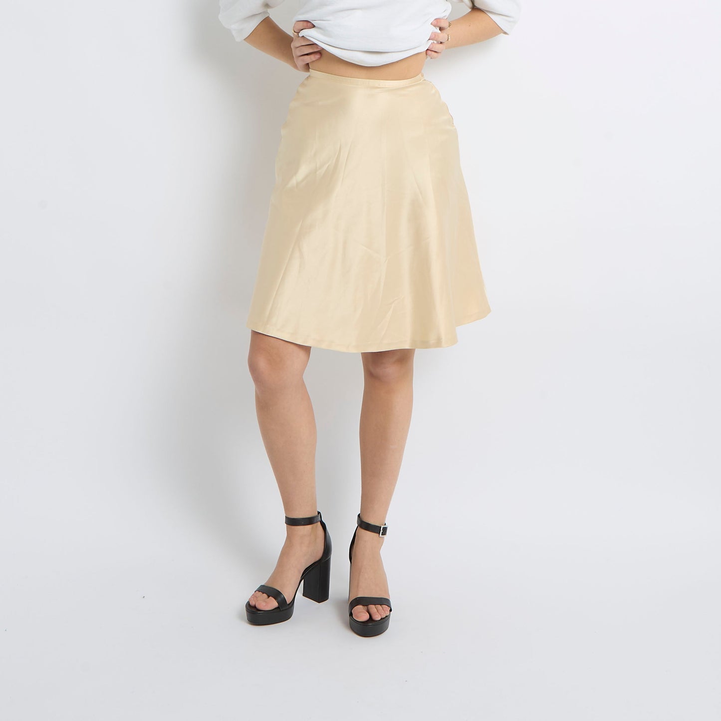 Satin Midi Skirt - UK 8