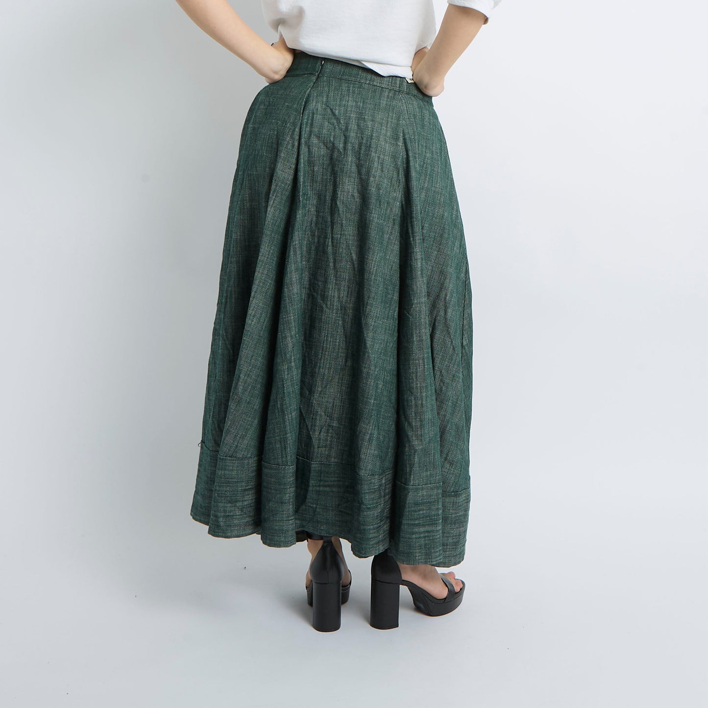 Linen Pleated Maxi Skirt - UK 8