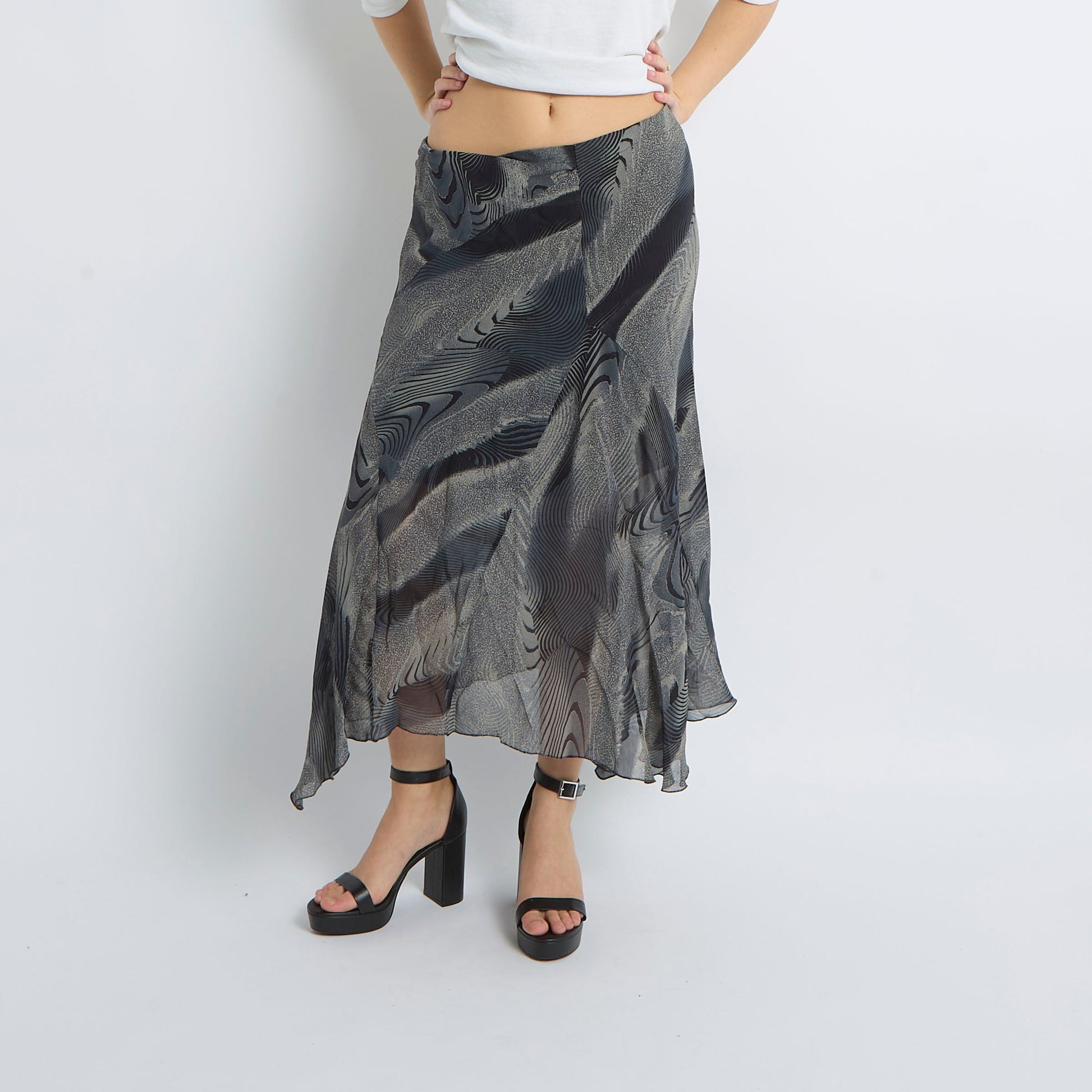 Mesh Asymmetric Maxi Skirt - UK 8