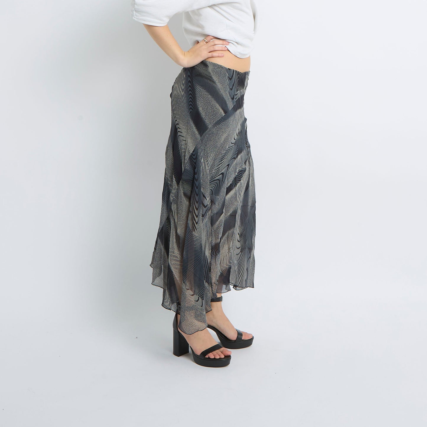 Mesh Asymmetric Maxi Skirt - UK 8