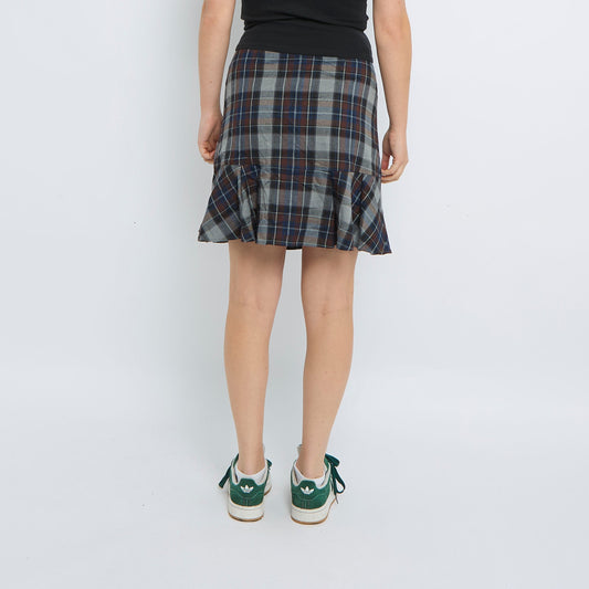 Tartan Pleated Knee Length Skirt - UK 8